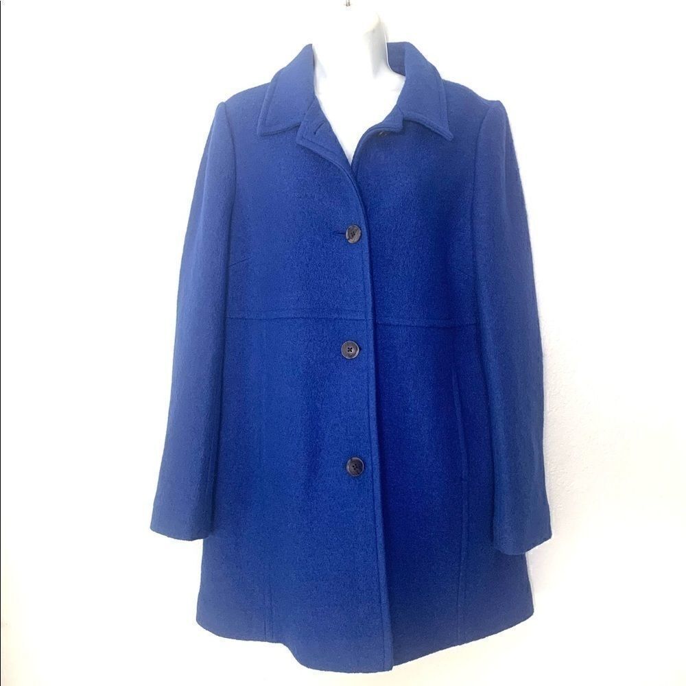 Lands End Royal Blue Wool Coat